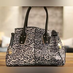 B.Makowsky Leopard Print Satchel 13’’long 10’’deep and 5’’wide/with lipstick